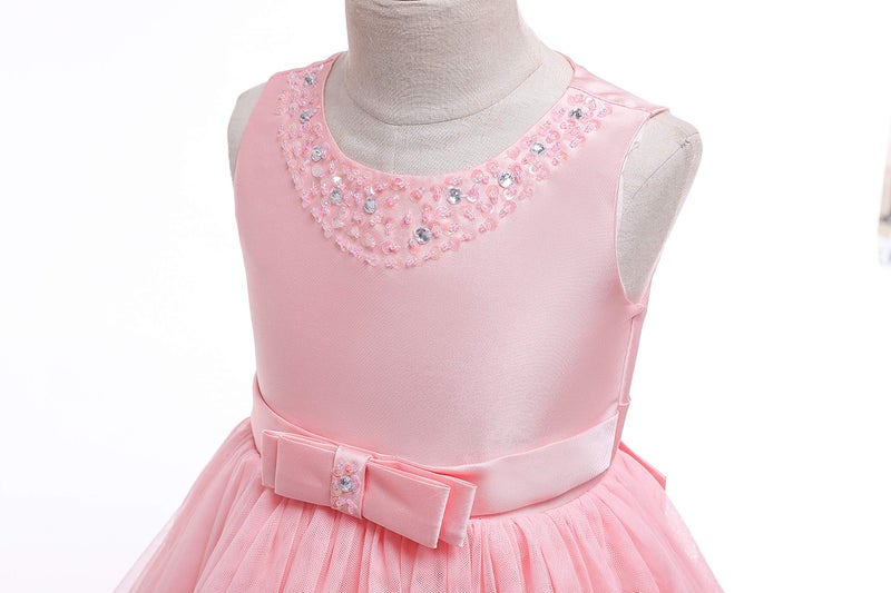 Glamulice Light Pink Flower Girl Dresses Ruffles Vintage Wedding Birthday Dress Party Bridesmaid Holiday Elegant Pageant Gown Little Girls Formal Evening Princess Prom Ball Gown Gala Peach 5-6 - Image 4